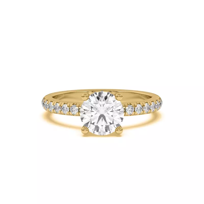 14K Yellow Gold Marie Grand Hidden Halo Pavé Engagement Ring