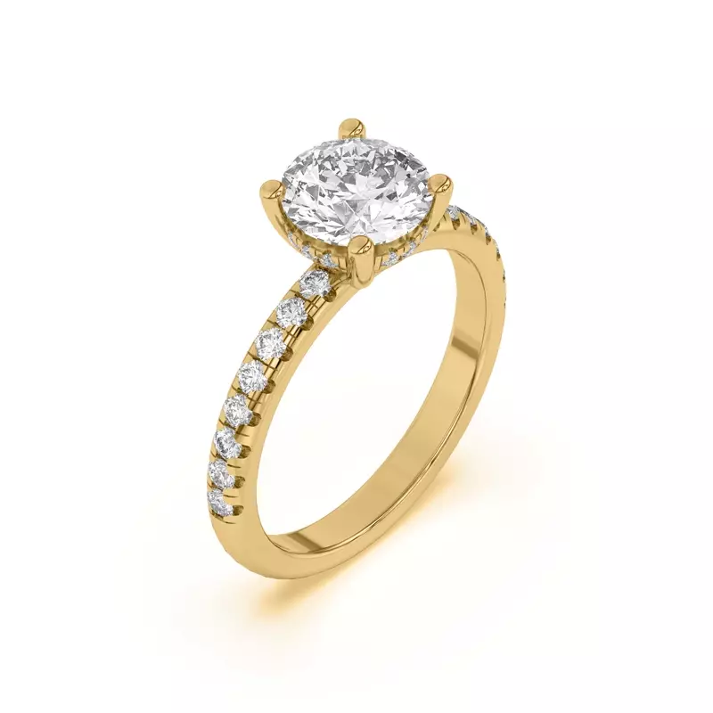 14K Yellow Gold Marie Grand Hidden Halo Pavé Engagement Ring