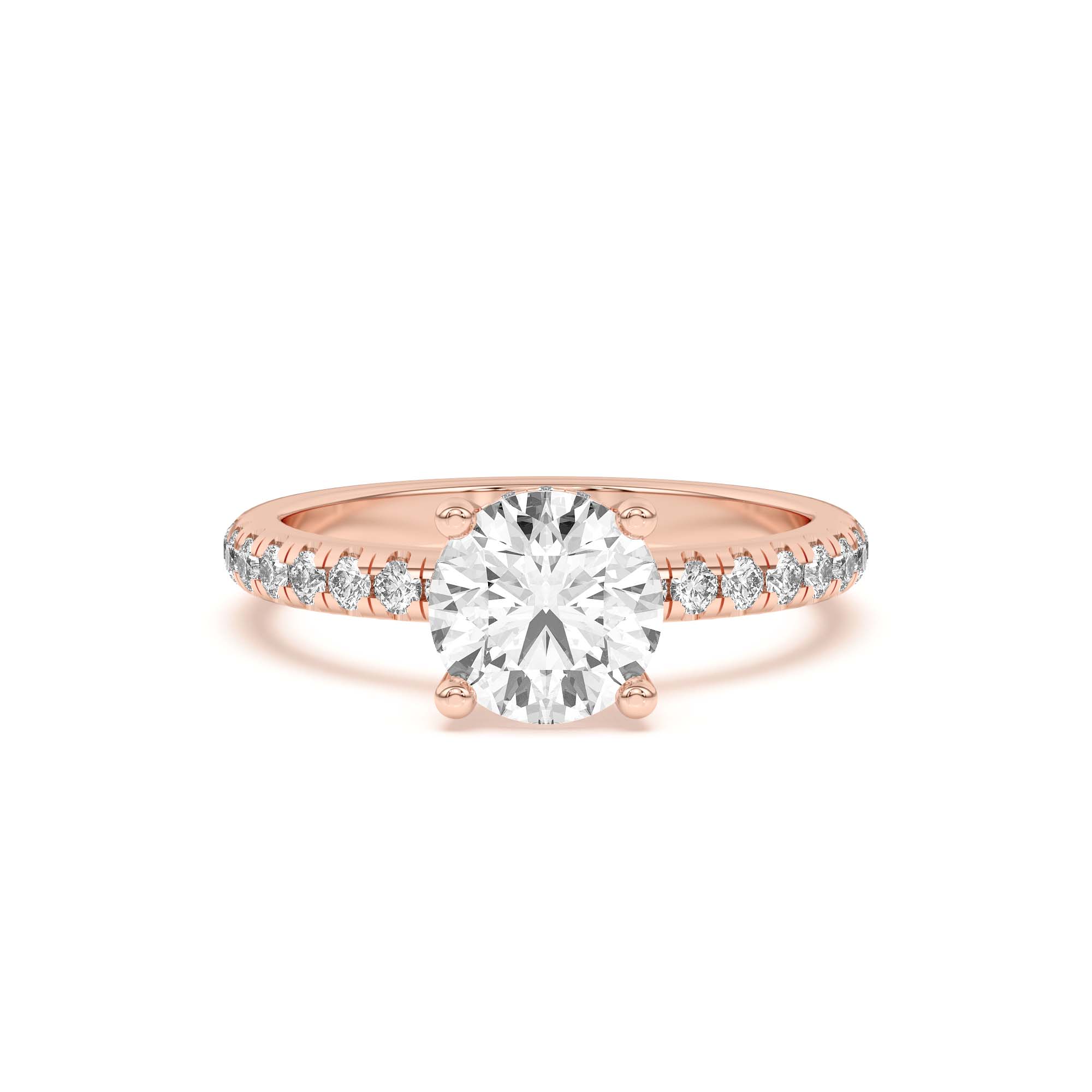 18K Rose Gold Marie Grand Hidden Halo Pavé Engagement Ring