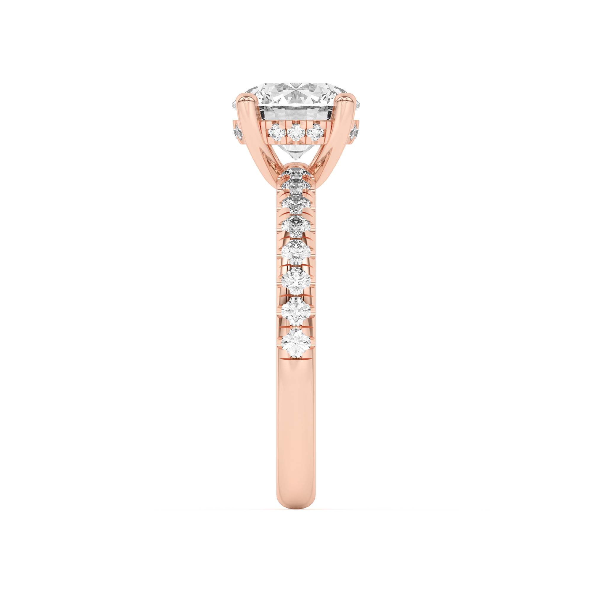 18K Rose Gold Marie Grand Hidden Halo Pavé Engagement Ring