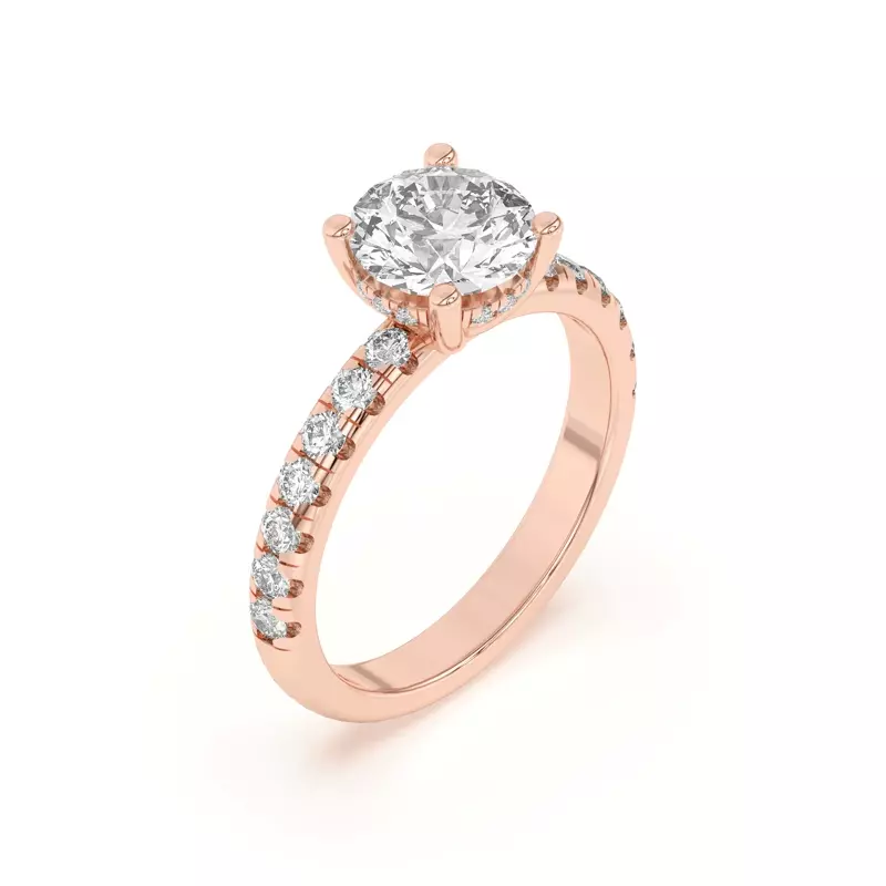 14K Rose Gold Marie Majestic Hidden Halo Pavé Engagement Ring