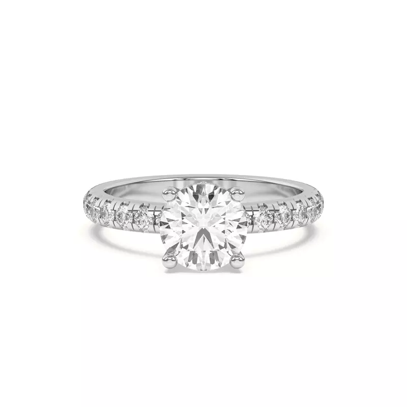 14K White Gold Marie Majestic Hidden Halo Pavé Engagement Ring
