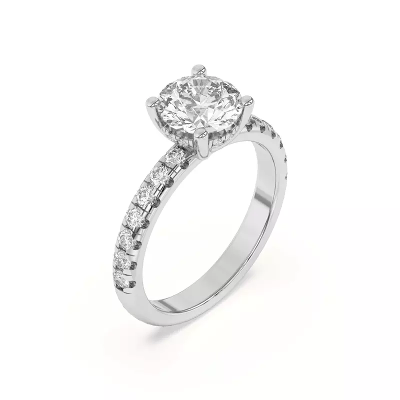14K White Gold Marie Majestic Hidden Halo Pavé Engagement Ring