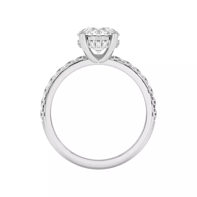 14K White Gold Marie Majestic Hidden Halo Pavé Engagement Ring