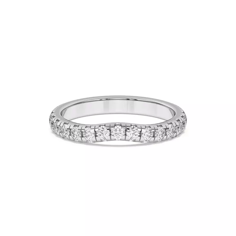 14K White Gold Marie Majestic Curved Pavé Band