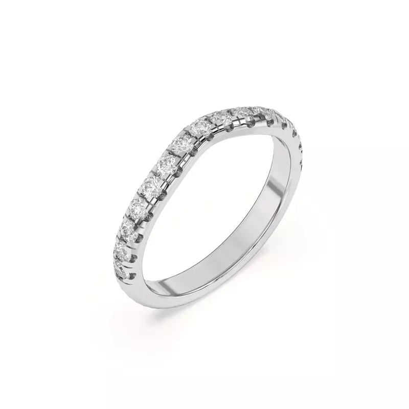 14K White Gold Marie Majestic Curved Pavé Band