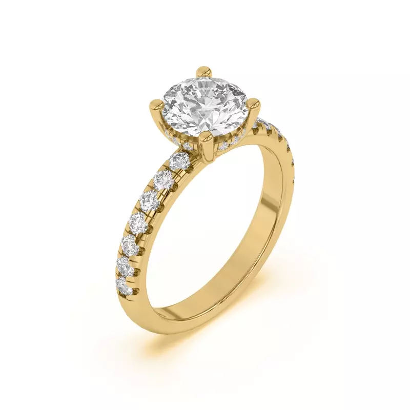 18K Yellow Gold Marie Majestic Hidden Halo Pavé Engagement Ring