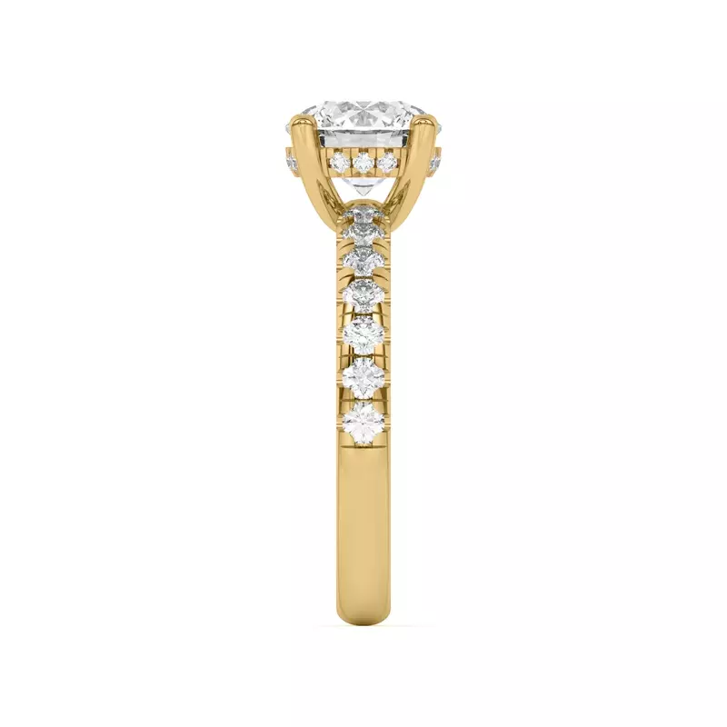 18K Yellow Gold Marie Majestic Hidden Halo Pavé Engagement Ring