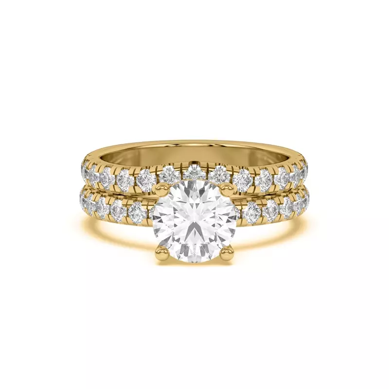 18K Yellow Gold Marie Majestic Curved Pavé Band