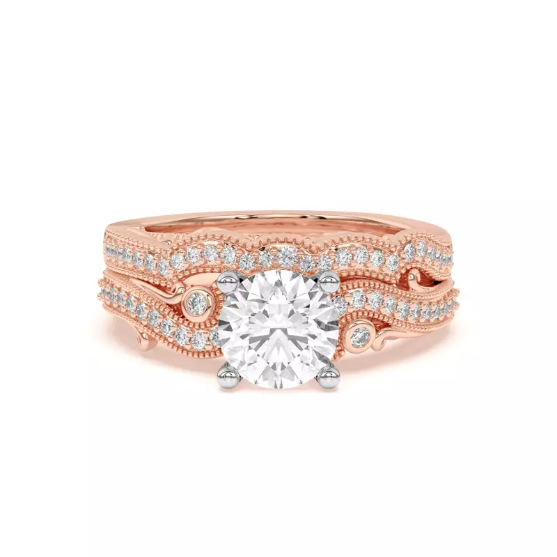 14K Rose Gold Oasis Filigree Pavé Curved Band