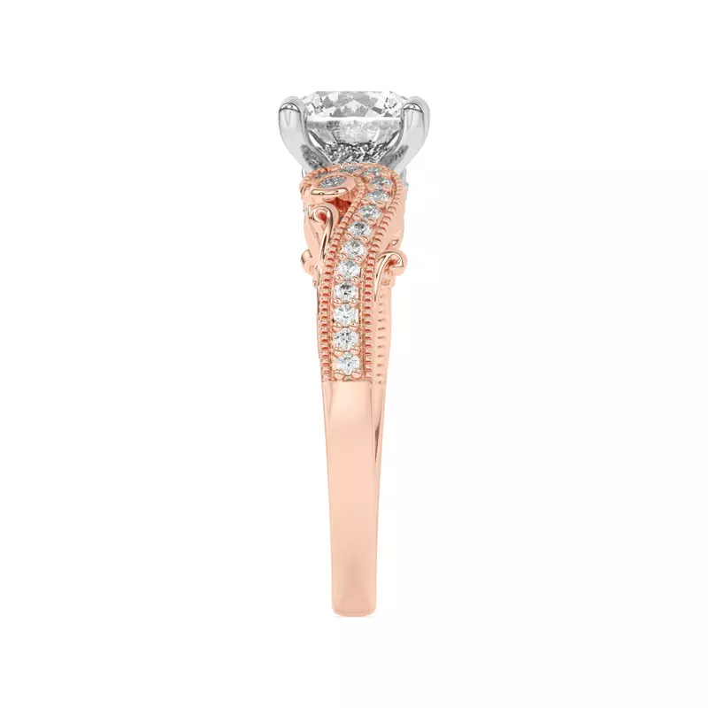 14K Rose Gold Oasis Filigree Pavé Engagement Ring