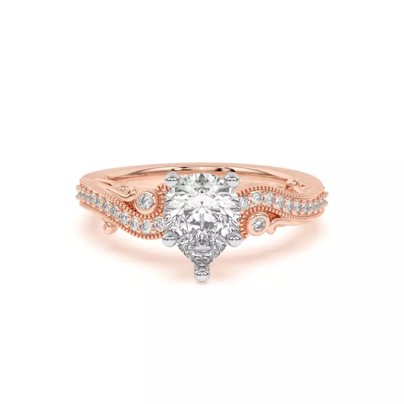 14K Rose Gold Oasis Filigree Pavé Engagement Ring