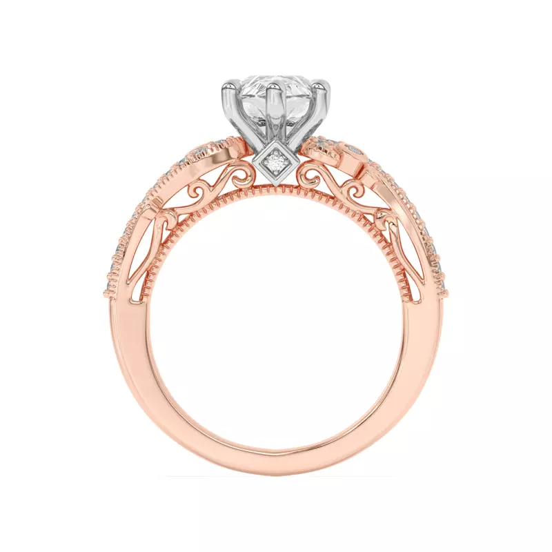 14K Rose Gold Oasis Filigree Pavé Engagement Ring