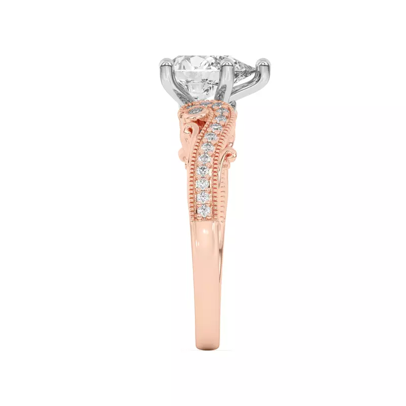 14K Rose Gold Oasis Filigree Pavé Engagement Ring