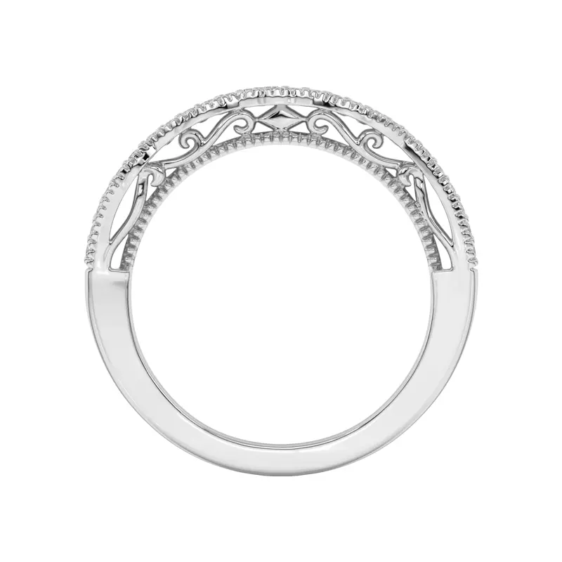 14K White Gold Oasis Filigree Pavé Curved Band