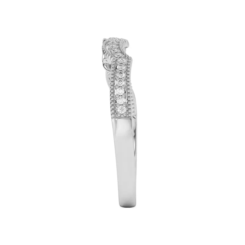14K White Gold Oasis Filigree Pavé Curved Band