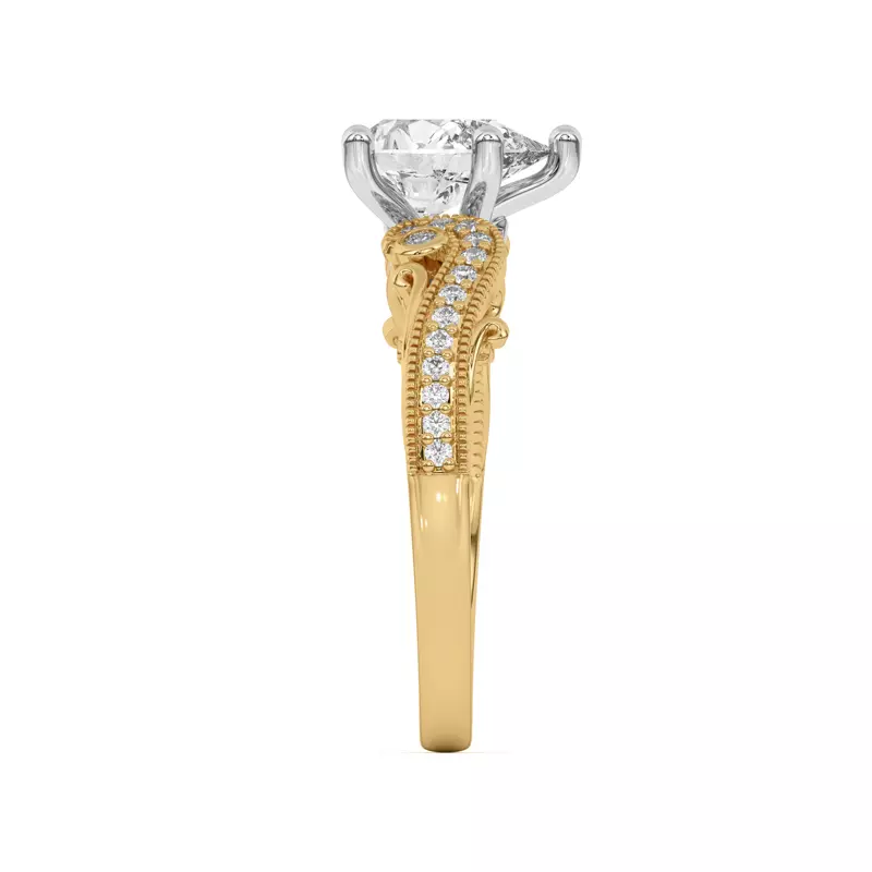 14K Yellow Gold Oasis Filigree Pavé Engagement Ring