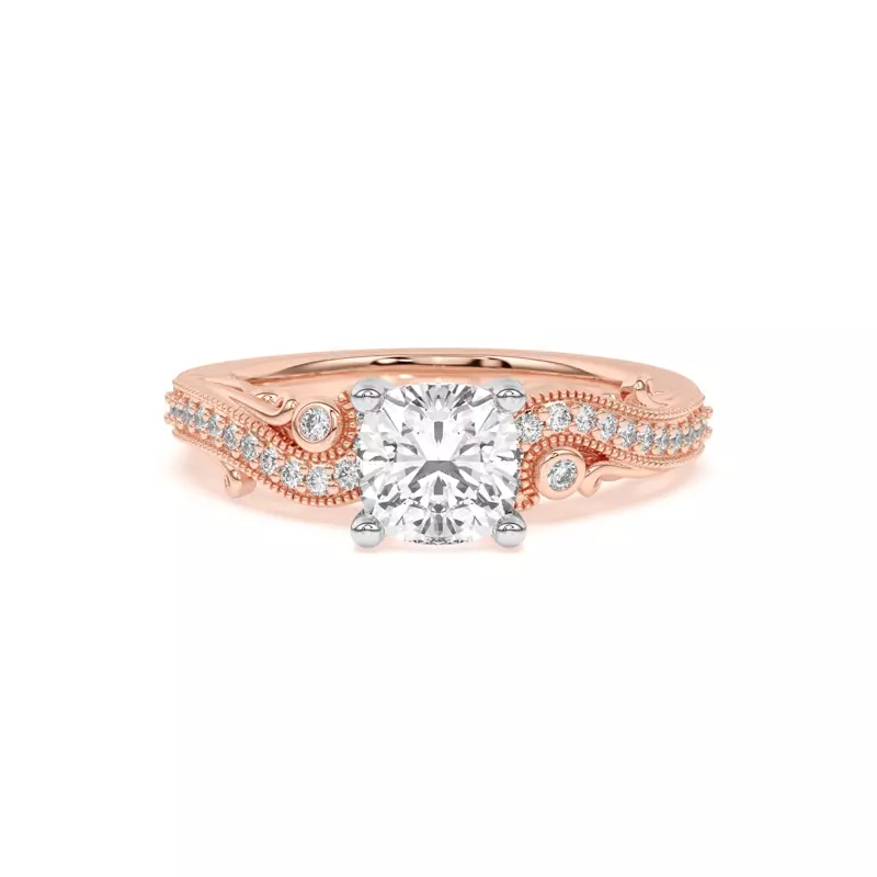 18K Rose Gold Oasis Filigree Pavé Engagement Ring