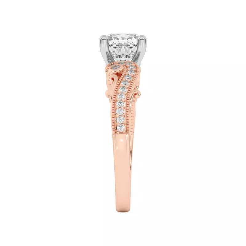 18K Rose Gold Oasis Filigree Pavé Engagement Ring