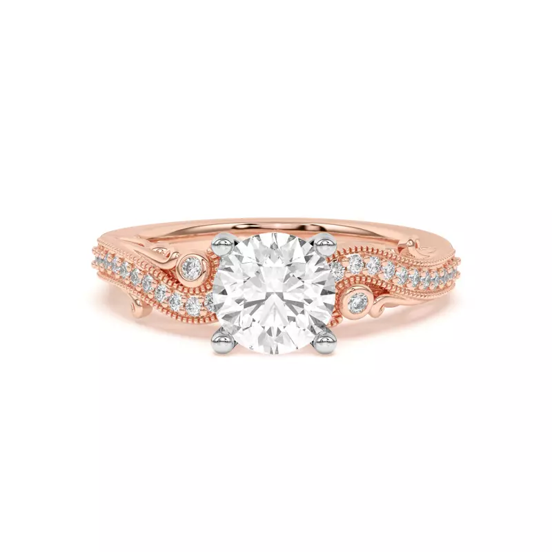 18K Rose Gold Oasis Filigree Pavé Engagement Ring