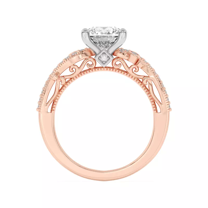 18K Rose Gold Oasis Filigree Pavé Engagement Ring