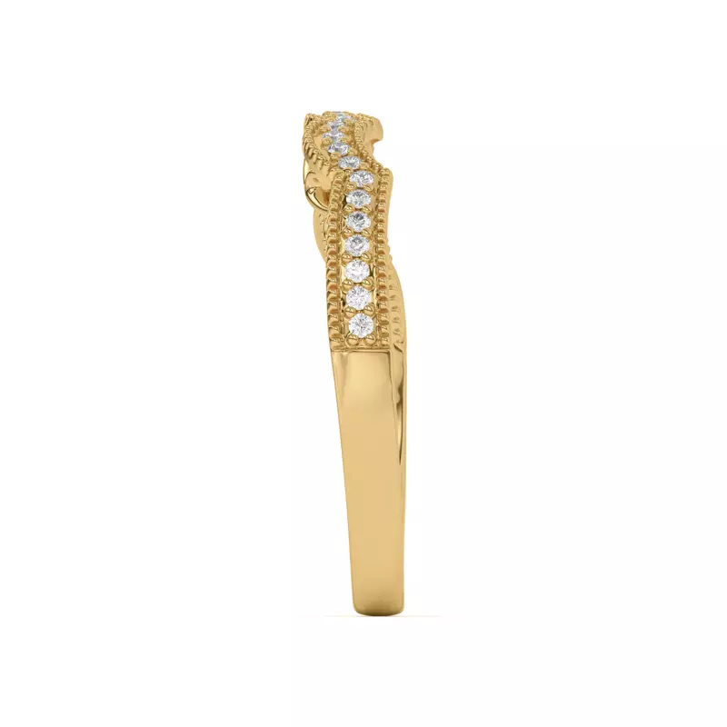 18K Yellow Gold Oasis Filigree Pavé Curved Band