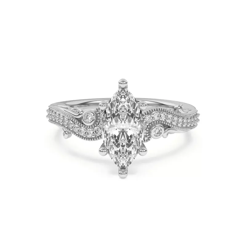 Platinum Oasis Filigree Pavé Engagement Ring