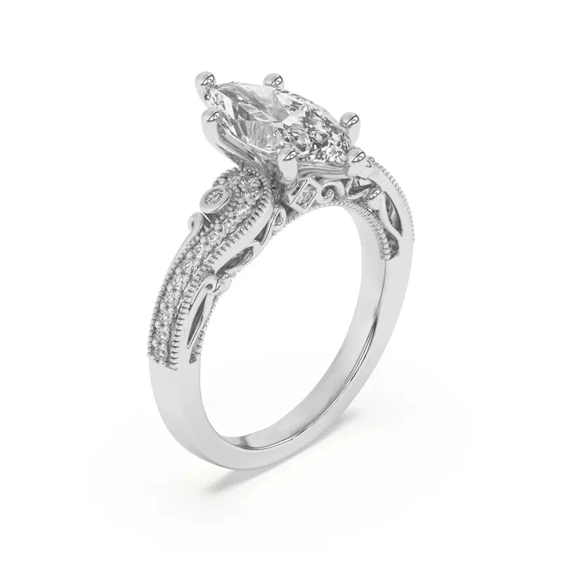 Platinum Oasis Filigree Pavé Engagement Ring