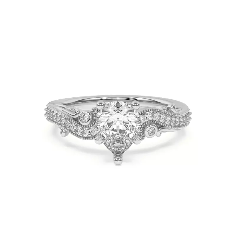 Platinum Oasis Filigree Pavé Engagement Ring