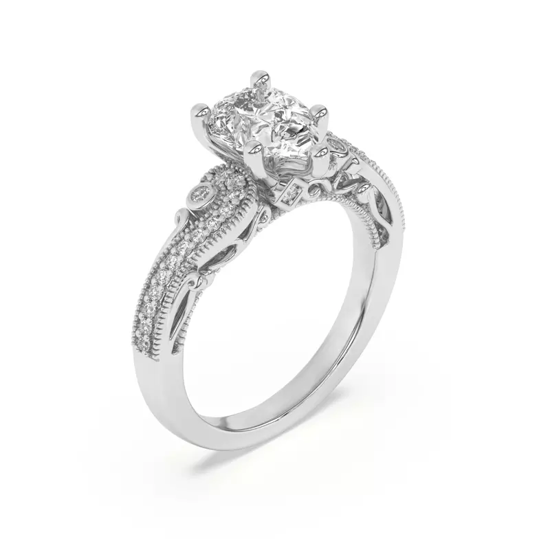 Platinum Oasis Filigree Pavé Engagement Ring