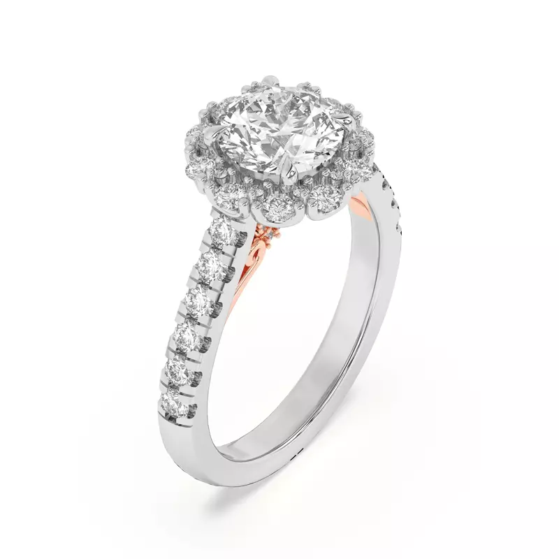 Platinum & Rose Gold 18k Seraphine Halo Engagement Ring