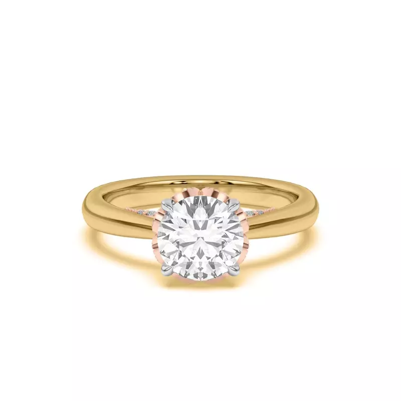 Yellow Gold 14k & Rose Gold 14k Roselle Petal Hidden Halo Engagement Ring
