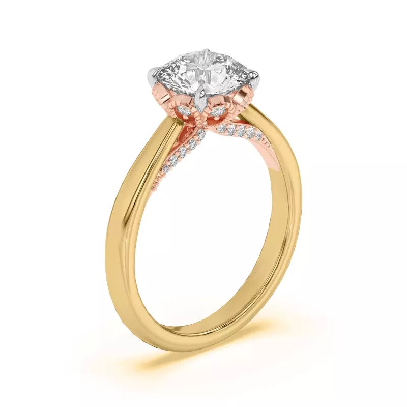 Yellow Gold 14k & Rose Gold 14k Roselle Petal Hidden Halo Engagement Ring