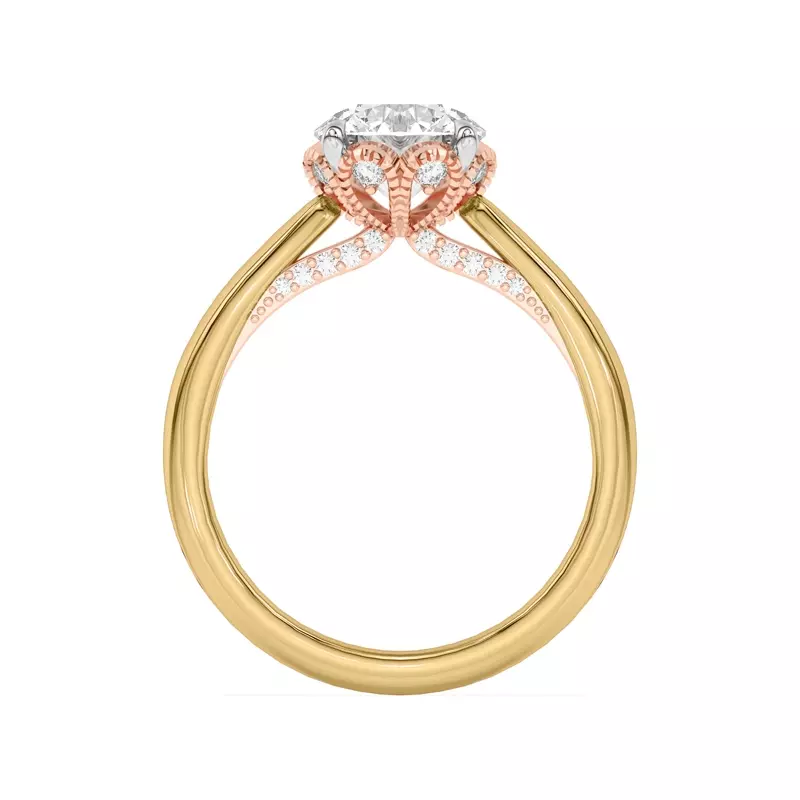 Yellow Gold 14k & Rose Gold 14k Roselle Petal Hidden Halo Engagement Ring