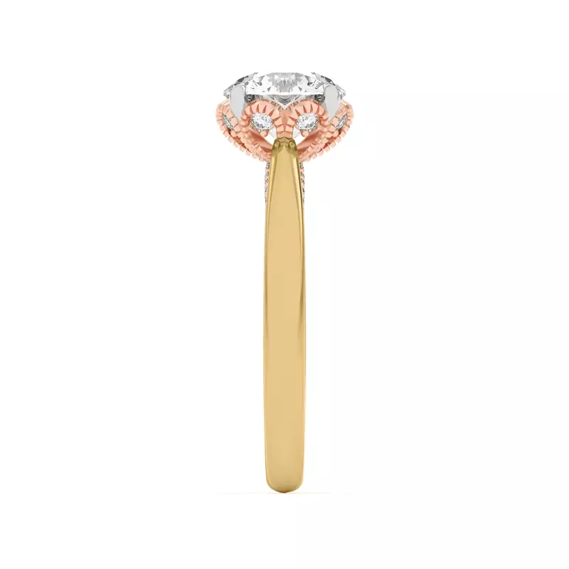 Yellow Gold 14k & Rose Gold 14k Roselle Petal Hidden Halo Engagement Ring