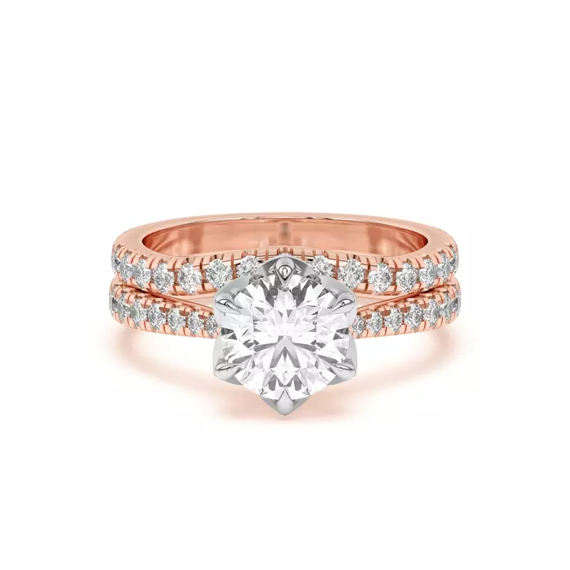 14K Rose Gold Petalo Pavé Curved Band