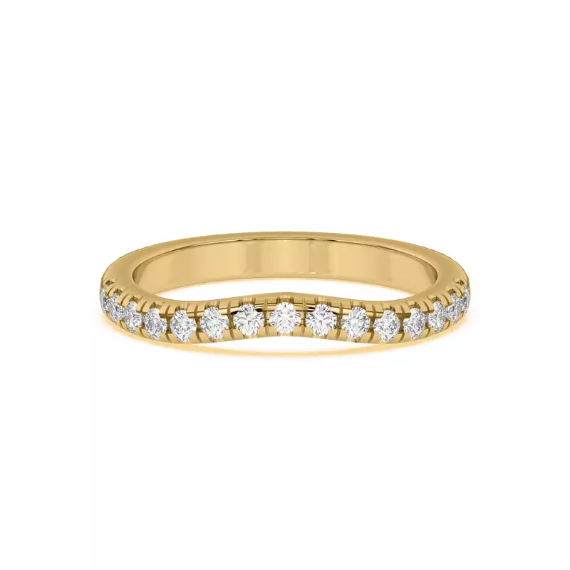 14K Yellow Gold Petalo Pavé Curved Band