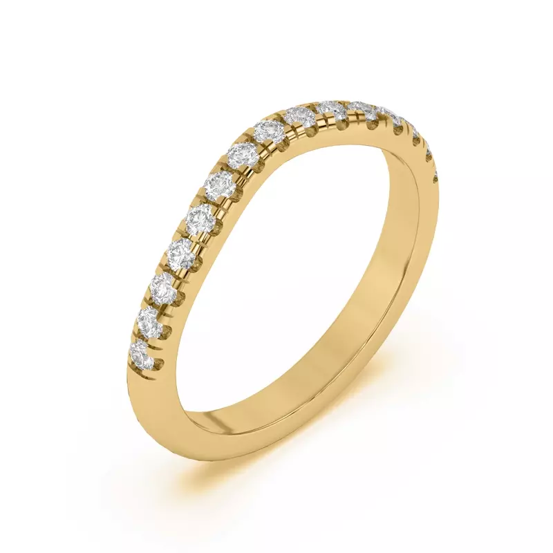 14K Yellow Gold Petalo Pavé Curved Band