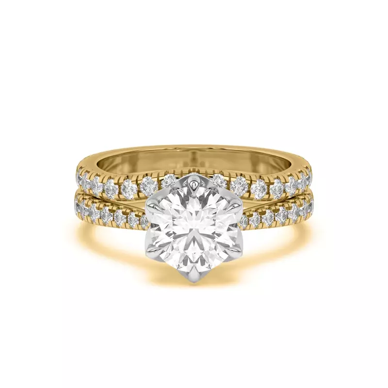 14K Yellow Gold Petalo Pavé Curved Band
