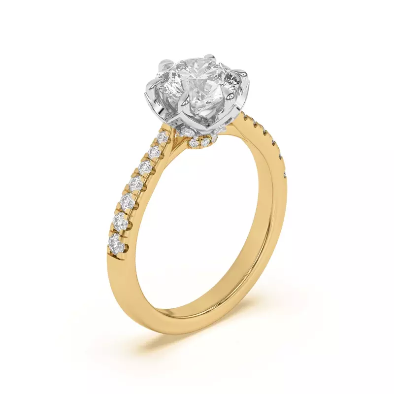 Yellow Gold 14k & White Gold 14k Petalo Engagement Ring