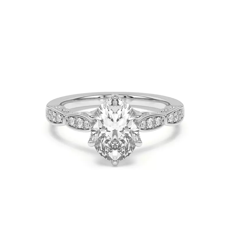 14K White Gold Aurelia Lace Engagement Ring
