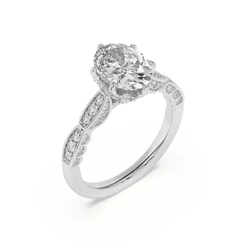 14K White Gold Aurelia Lace Engagement Ring