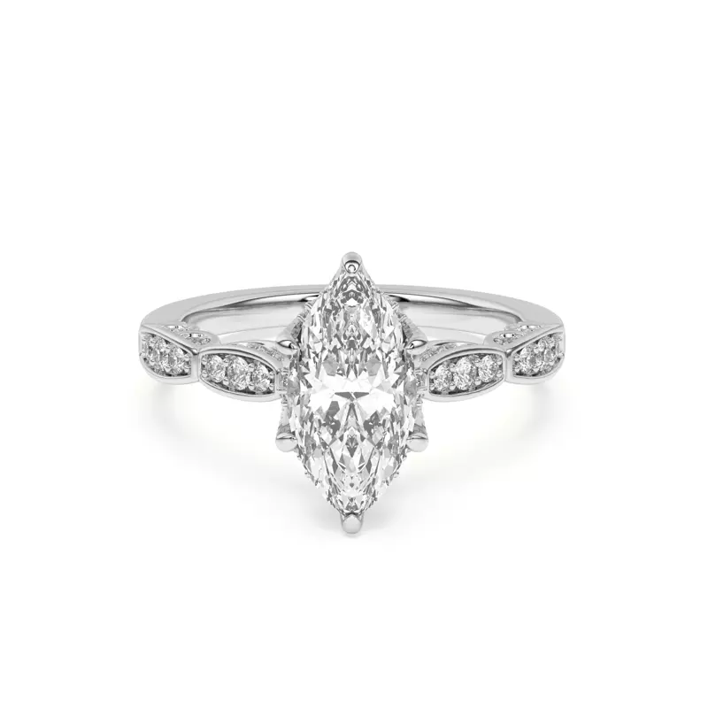 Kyla Pave Engagement Ring - 14K Yellow Gold