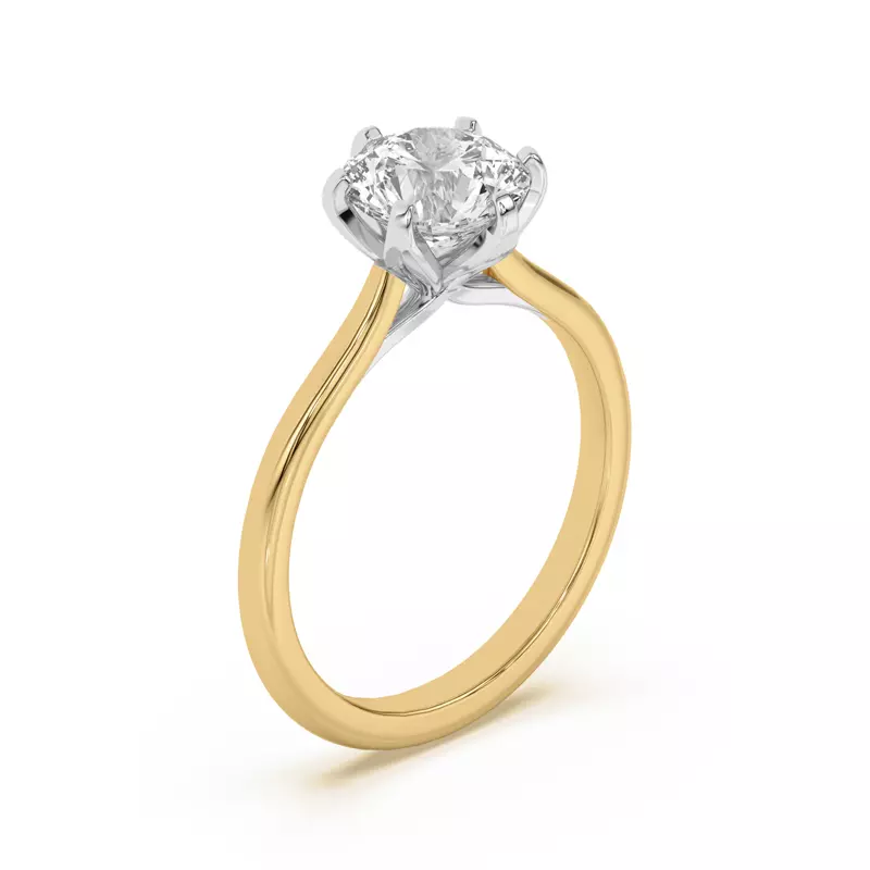 18K Yellow Gold Marigold Tulip Inspired Solitaire Engagement Ring