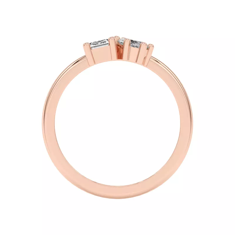 14K Rose Gold Toi et Moi Emerald and Marquise Lab Ring (1.00 cttw)
