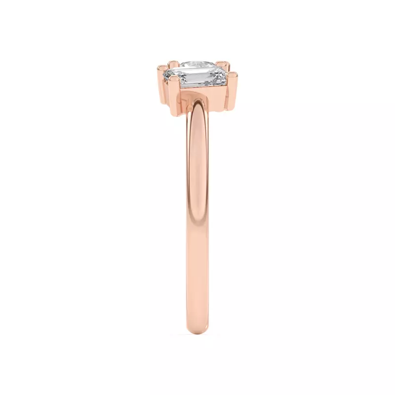18K Rose Gold Toi et Moi Emerald and Marquise Lab Ring (1.00 cttw)