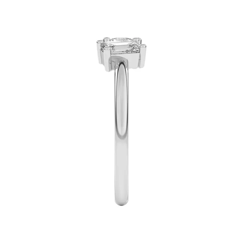 Platinum Toi et Moi Emerald and Marquise Lab Ring (1.00 cttw)