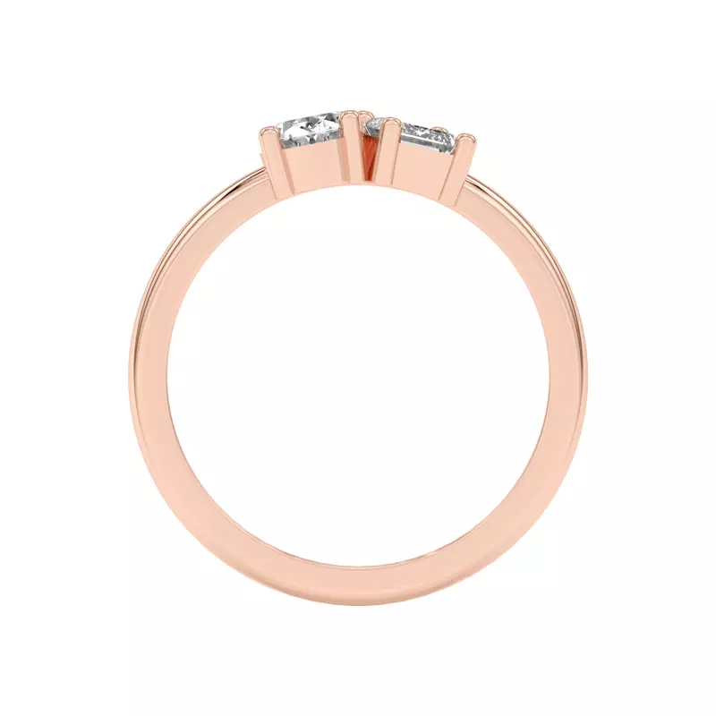 14K Rose Gold Toi et Moi Oval and Emerald Lab Ring (1.00 cttw)