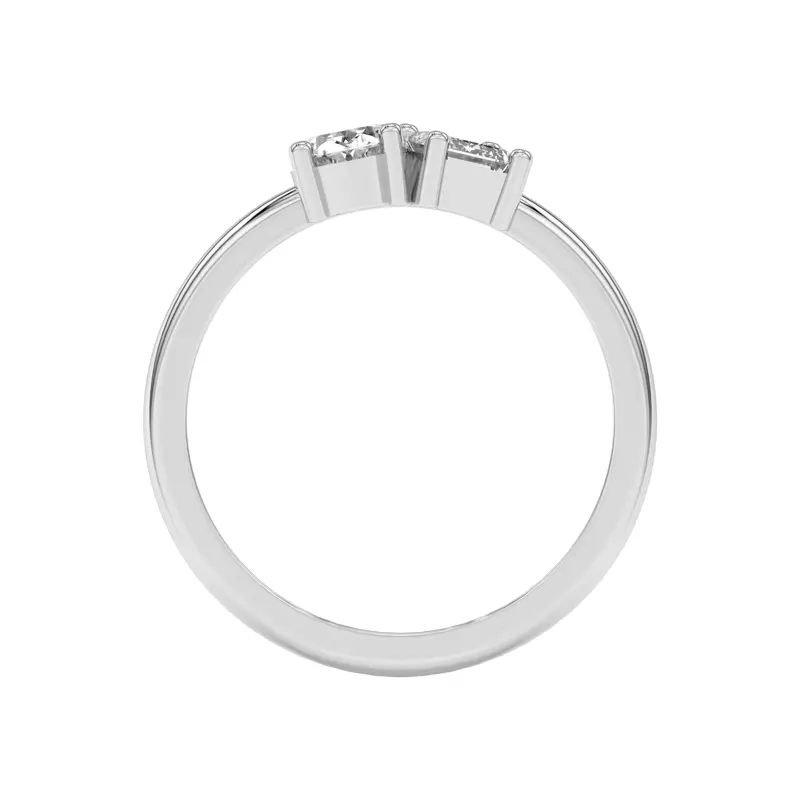 14K White Gold Toi et Moi Oval and Emerald Lab Ring (1.00 cttw)