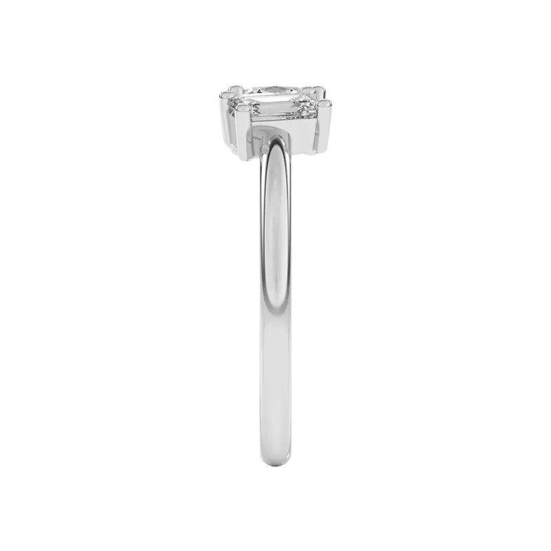 14K White Gold Toi et Moi Oval and Emerald Lab Ring (1.00 cttw)
